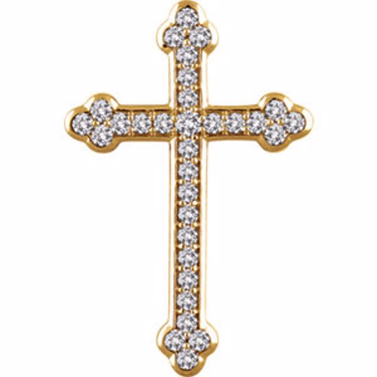 651391:112:P 14kt Yellow 1 CTW Diamond Cross Pendant