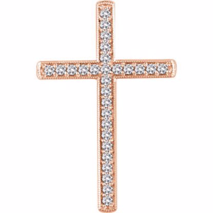 651392:111:P 14kt Rose 3/4 CTW Diamond Cross Pendant