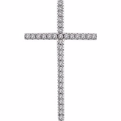 651394:113:P 14kt White 1 CTW Diamond Cross Pendant