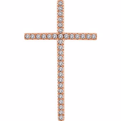 651394:114:P 14kt Rose 1 CTW Diamond Cross Pendant