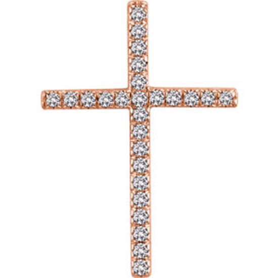 651394:102:P 14kt Rose 1/4 CTW Diamond Cross Pendant