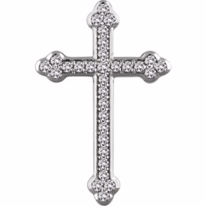 651391:110:P 14kt White 3/4 CTW Diamond Cross Pendant