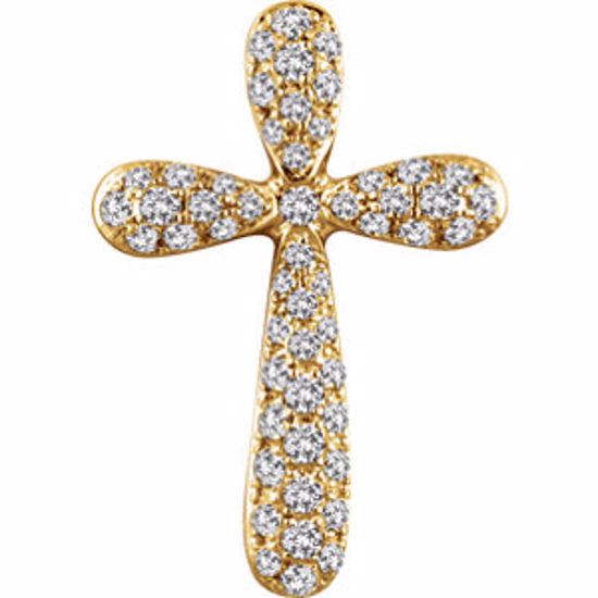 651395:100:P 14kt Yellow 1/4 CTW Diamond Cross Pendant