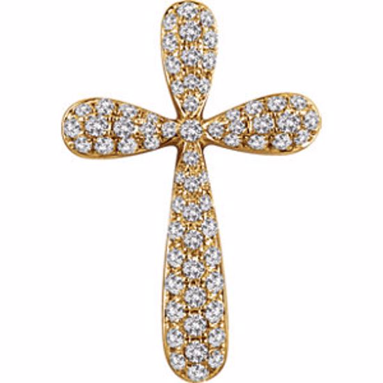 651395:103:P 14kt Yellow 1/3 CTW Diamond Cross Pendant