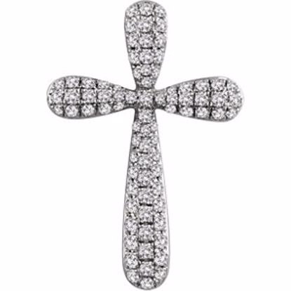 651395:110:P 14kt White 3/4 CTW Diamond Cross Pendant