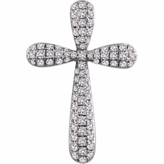 651395:110:P 14kt White 3/4 CTW Diamond Cross Pendant