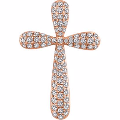 651395:111:P 14kt Rose 3/4 CTW Diamond Cross Pendant