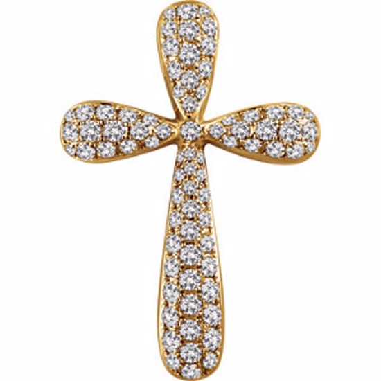 651395:112:P 14kt Yellow 1 CTW Diamond Cross Pendant