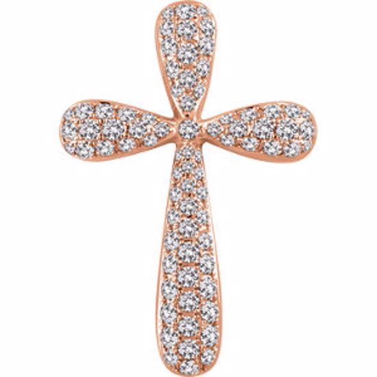 651395:114:P 14kt Rose 1 CTW Diamond Cross Pendant