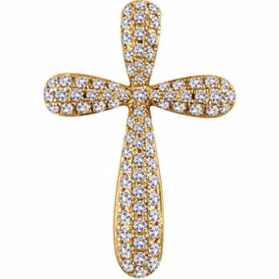 651395:106:P 14kt Yellow 1/2 CTW Diamond Cross Pendant