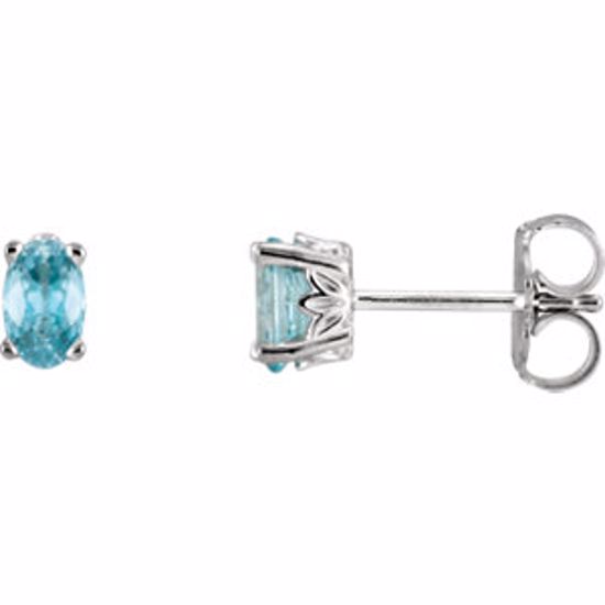 1920:125:P 14kt White Blue Zircon Earrings