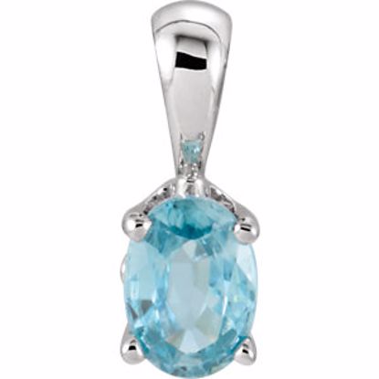 85859:124:P 14kt White Blue Zircon Pendant