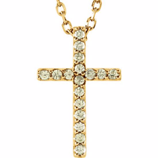 R42147:112:P 14kt Yellow Peridot Cross 16" Necklace 