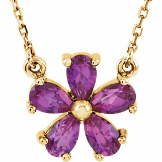 85943:100:P 14kt Yellow Chatham® Created Pink Sapphire 16" Necklace