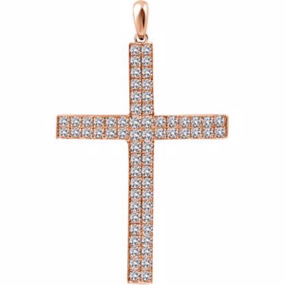 651396:114:P 14kt Rose 1 CTW Diamond Cross Pendant