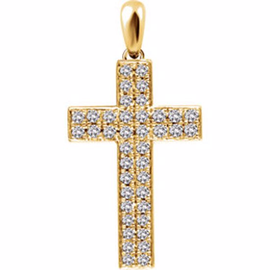 651396:103:P 14kt Yellow 1/3 CTW Diamond Cross Pendant