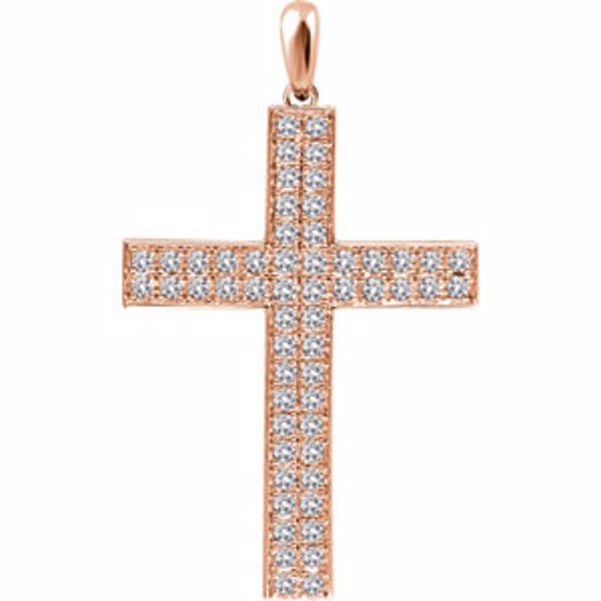 651396:108:P 14kt Rose 1/2 CTW Diamond Cross Pendant