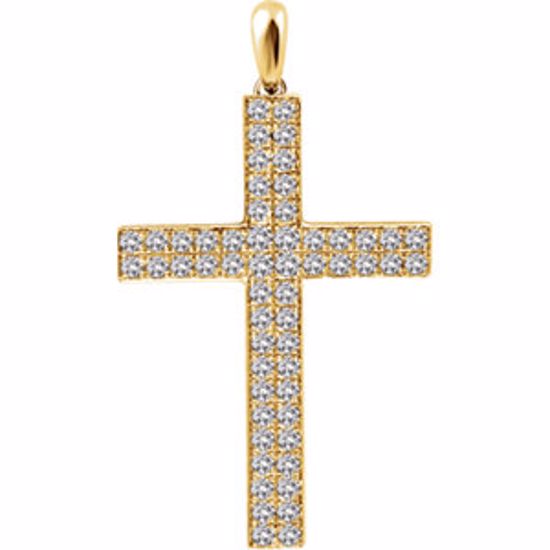 651396:109:P 14kt Yellow 3/4 CTW Diamond Cross Pendant