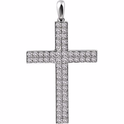 651396:110:P 14kt White 3/4 CTW Diamond Cross Pendant