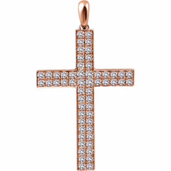 651396:111:P 14kt Rose 3/4 CTW Diamond Cross Pendant