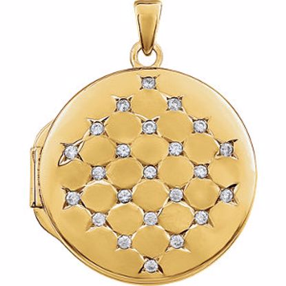 28931:1001:P Yellow Gold Plated Sterling Silver Round Cubic Zirconia Locket
