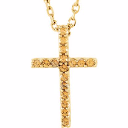 R42147:70001:P 14kt Yellow Honey Topaz Cross 16" Necklace 