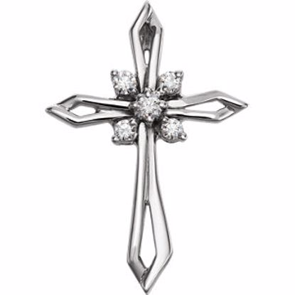 R80329D:61712:P 14kt White .16 CTW Diamond Cross Pendant