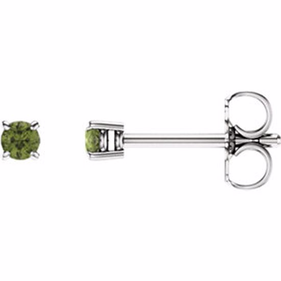 1874:70138:P 14kt White 2.5mm Round Peridot Earrings