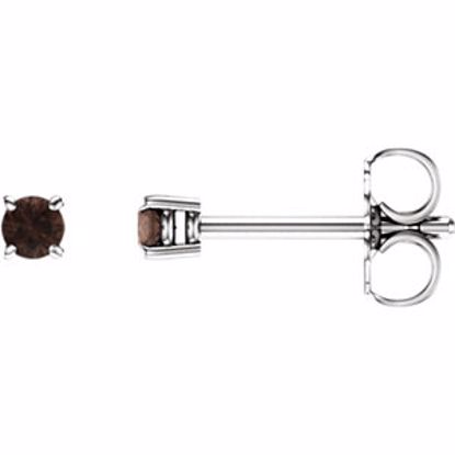 1874:70162:P 14kt White 2.5mm Round Smoky Quartz Earrings