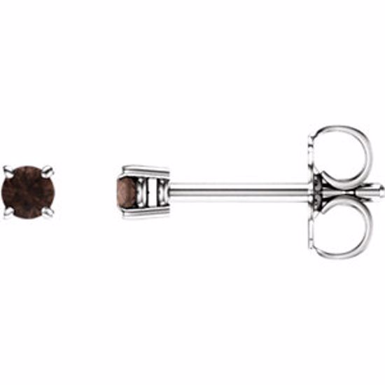 1874:70162:P 14kt White 2.5mm Round Smoky Quartz Earrings