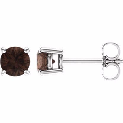 1874:70166:P 14kt White 5mm Round Smoky Quartz Earrings