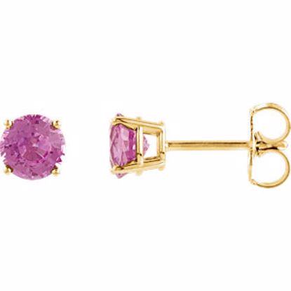 1874:70101:P 14kt Yellow 5mm Round Pink Tourmaline Earrings