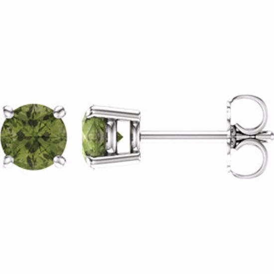 1874:70142:P 14kt White 5mm Round Peridot Earrings