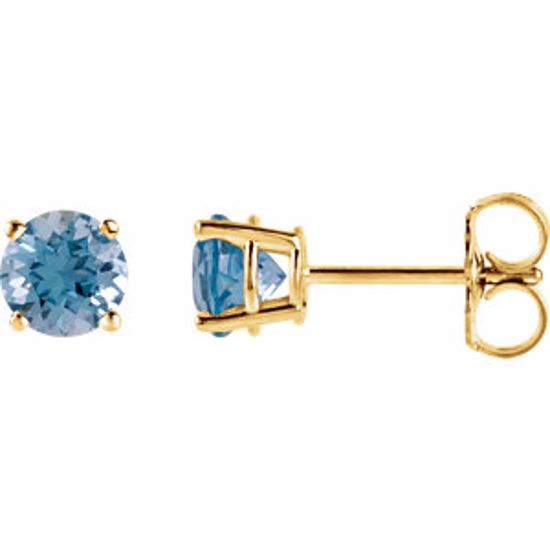 1874:70111:P 14kt Yellow 4mm Round Swiss Blue Topaz Earrings