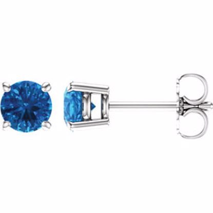 1874:70112:P 14kt White 5mm Round Swiss Blue Topaz Earrings