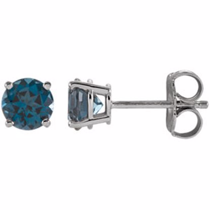 1874:70116:P 14kt White 5mm Round London Blue Topaz Earrings