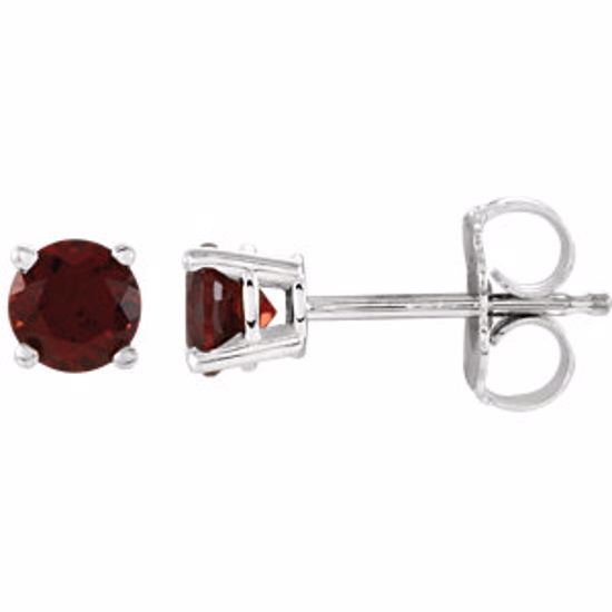 1874:70122:P 14kt White 4mm Round Mozambique Garnet Earrings