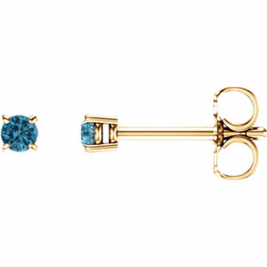 1874:70127:P 14kt Yellow 2.5mm Round Blue Zircon Earrings