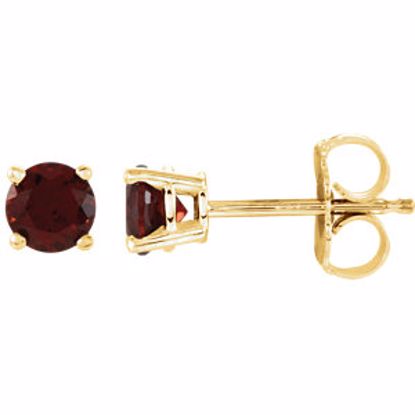 1874:70123:P 14kt Yellow 4mm Round Mozambique Garnet Earrings