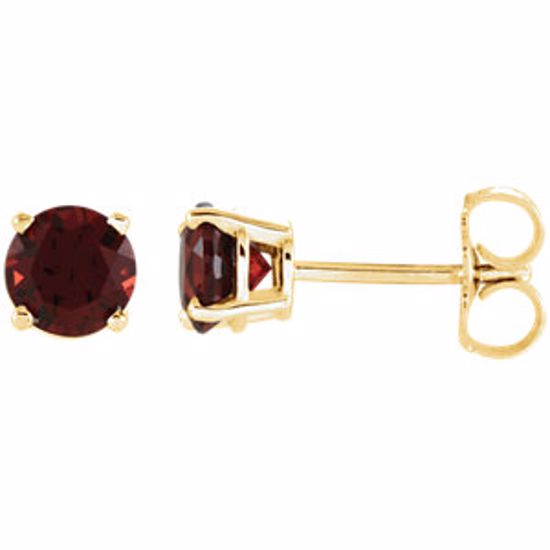 1874:70125:P 14kt Yellow 5mm Round Mozambique Garnet Earrings