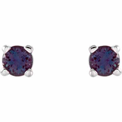 1874:70132:P 14kt White 2.5mm Round Chatham® Created Alexandrite Earrings