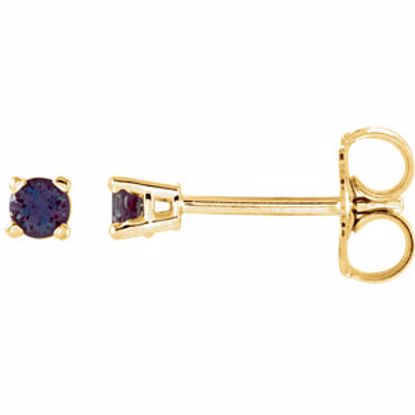 1874:70133:P 14kt Yellow 2.5mm Round Chatham® Created Alexandrite Earrings