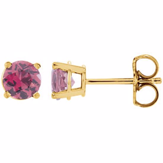 1874:70097:P 14kt Yellow 2.5mm Round Pink Tourmaline Earrings