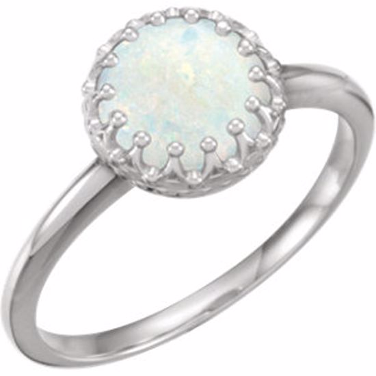 71560:70000:P 14kt White 8mm Round Opal Ring