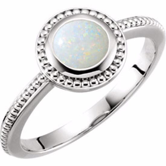 71592:70000:P 14kt White Opal Beaded Design Ring