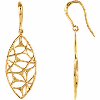 85994:1000:P 14kt White Web Design Dangle Earrings