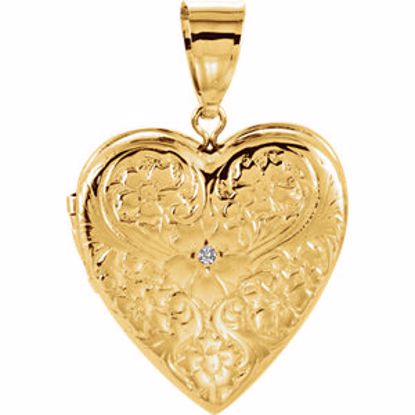 86037:1000:P 14kt Yellow .01 CTW Diamond Floral Heart Locket