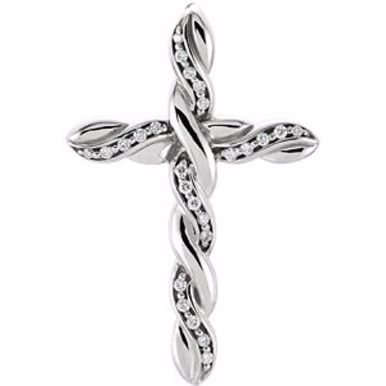 R41057D:243075:P 14kt White 1/4 CTW Diamond Cross Pendant