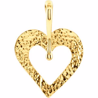 85997:1002:P 14kt Rose Heart Pendant with Hammered Finish