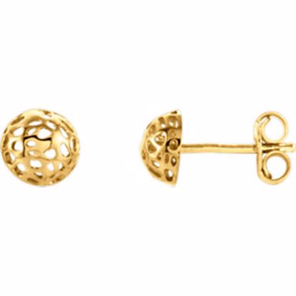 85984:1001:P 14kt Yellow Half Ball Textured Earrings 